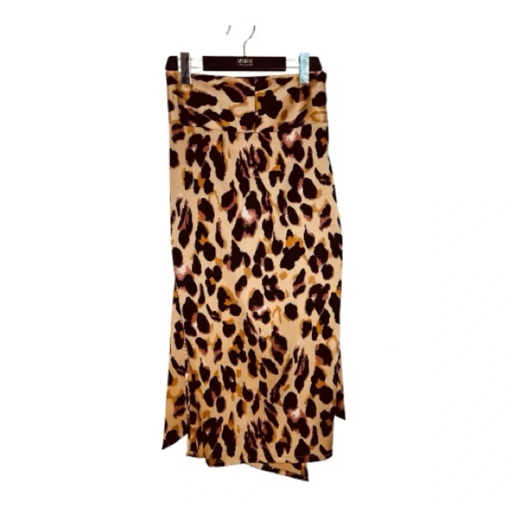 Never Fully Dressed Jasper Brown Leopard Print Wrap Midi Skirt Size Small - Picture 3 of 6